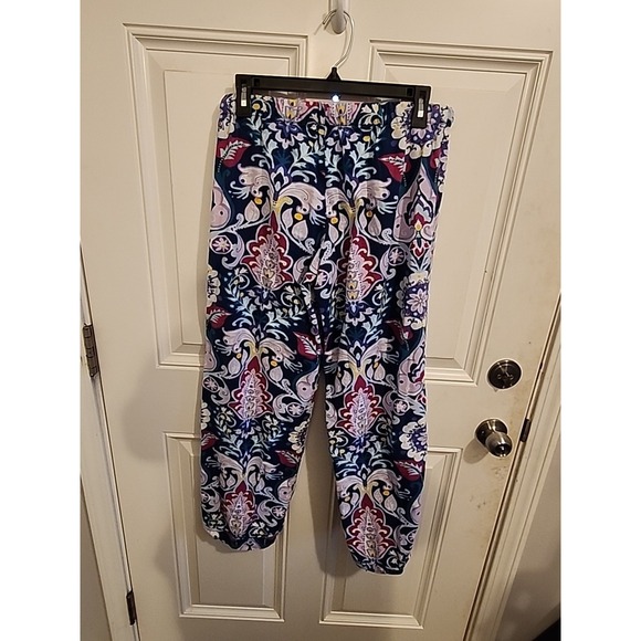 Pottery Barn Teen Size Medium Fuschia Floral Paisley Flannel 2 Piece Pajama Set - Picture 8 of 9